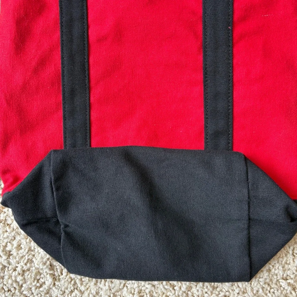 Canvas Tote Bag Red Black Snowman Holiday‎ Christmas Winter Casual